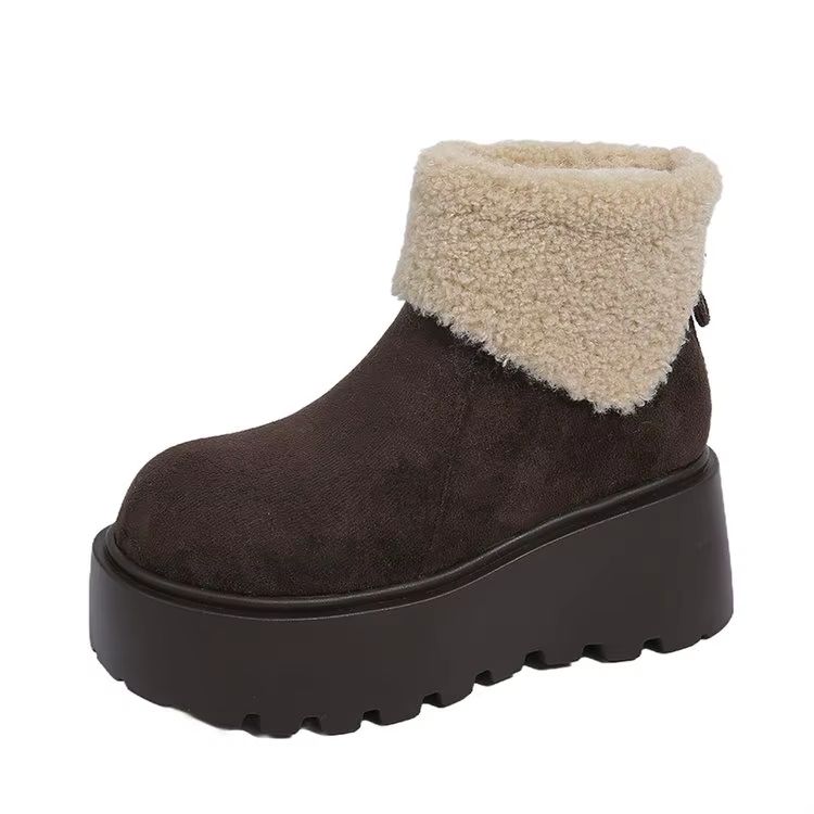 Botín Forrado con Plataforma Mujer Beige