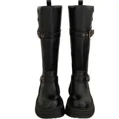 DANWEILE - Botas con Hebillas Mujer Negro