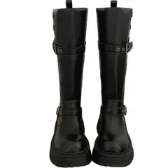 DANWEILE - Botas con Hebillas Mujer Negro