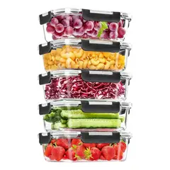 EVERSO - 5 Contenedores Herméticos De Vidrio Para Alimento 1040ml Transparente