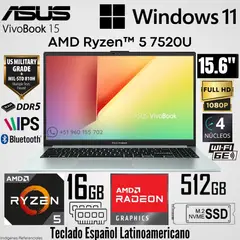 ASUS - Laptop Vivobook 15 E1504FA-BQ547 AMD Ryzen 5 7520U 16GB RAM 512GB SSD 15.6" FHD - Green Grey