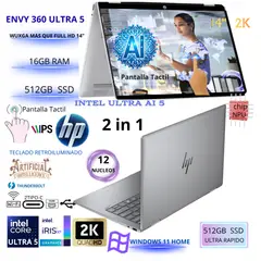HP - ENVY x360 PREMIUM Intel Core Ultra 5 16GB RAM 512GB SSD Convertible 360° IA Integrada Windows 11