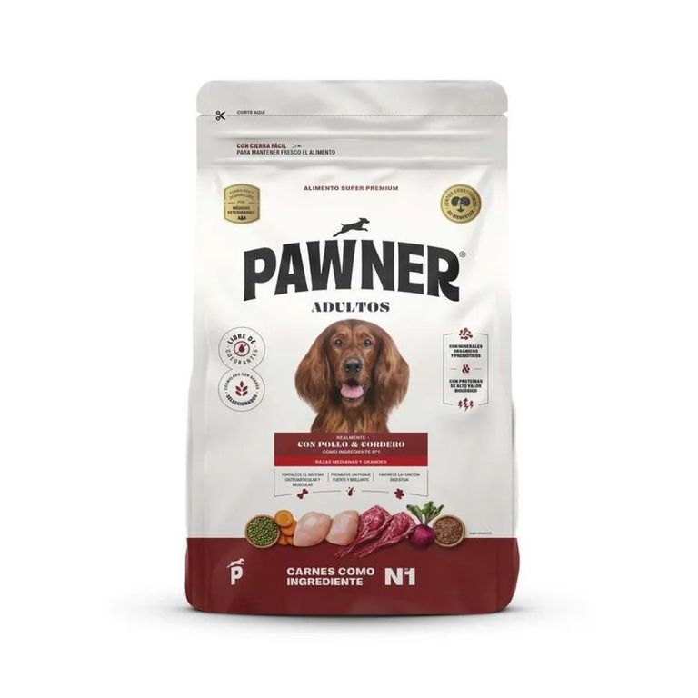 Pawner Perros Adultos Pollo y Cordero Razas Medianas y Grandes 1 Kg