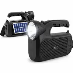 GENERICO - Parlante Bluetooth GTS-2068 con Linterna y Panel Solar Recargable Radio USB TF