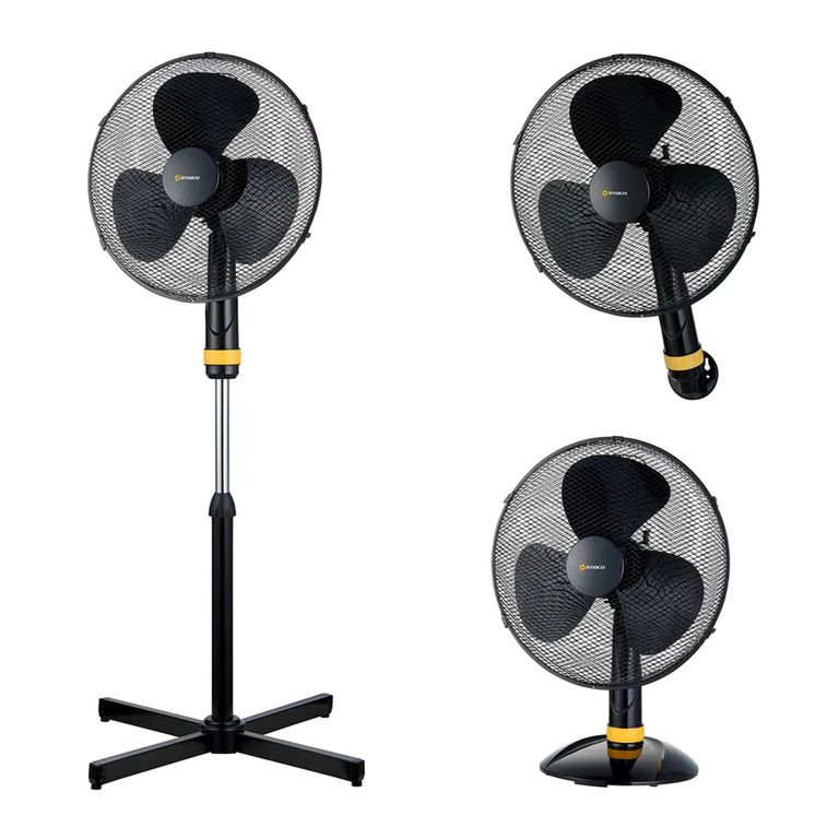Ventilador 3 en 1 16" Pedestal Mesa Pared FSM1650 Negro