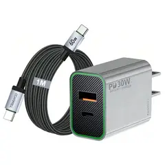 TRANYOO - Cargador Para Celular - USB y Tipo C - 30W Con Cable