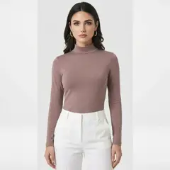 TEILOR - Polo Mujer Manga Larga Cuello Alto