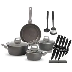 Belessi - Combo x14 Juego de ollas x9 + Set de Cuchillos x5