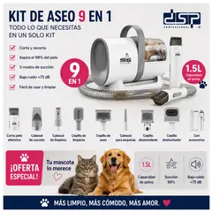 Dsp - Kit de Peluquería para Mascotas 9 en 1 con Aspiradora de Pelo Modelo 91150