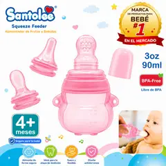 SANTOLEE - Biberón Alimentador de bebidas y frutas Rosado 3 en 1