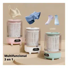GENERICO - Mini Lavadora Portátil Compacta Multifuncional Con Secado Rápido Panel Digital Potente Limpieza