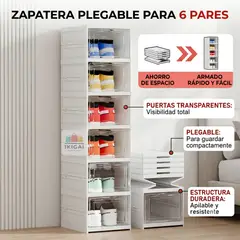 GENERICO - Organizador de Zapatos Plegable de 6 Niveles Blanco Zapatera Vertical Ahorra Espacio