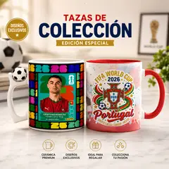 GENERICO - PACK X2 TAZA CR7 CRISTIANO RONALDO MUNDIAL - PORTUGAL