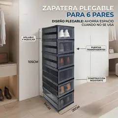 GENERICO - Organizador de Zapatos De 6 Niveles Negro Zapatera Vertical Ahorra Espacio