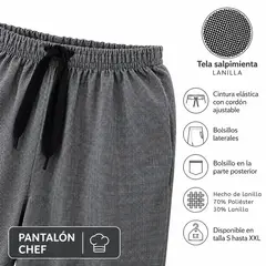 GENERICO - Pantalón para chef cocinero uniforme cocina unisex con bolsillos