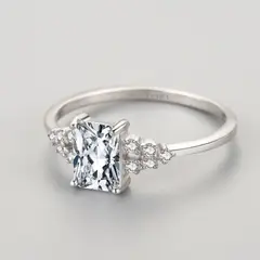 AFRODITA - Anillo de Promesa Compromiso 380 Plata Bañado en Oro Blanco