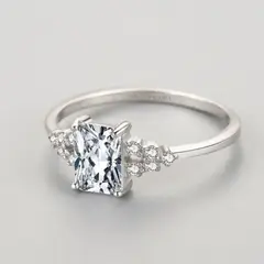 AFRODITA - Anillo de Promesa Compromiso 380 Plata Bañado en Oro Blanco