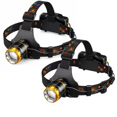 OEM - Linterna de Cabeza LED 950 Lúmenes Recargable 2 Baterías Sensor Zoom x2 unidades