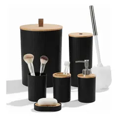 EVERSO - Juego De Accesorios De Baño De 6 Piezas Plástico Y Hogar Negro