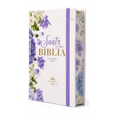 OEM - Biblia para Mujer Reina Valera 1960 – Letra Grande 12 Puntos – Tapa Dura Violeta Floral con Elástico