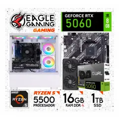 NVIDIA - Computadora PC Gamer AMD RYZEN 5 5500 + RTX 5060 8GB + RAM 16GB + SSD 512GB