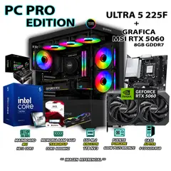 INTEL - PC Gamer Pro ULTRA 5 225F RAM 16GB DDR5 SSD 1TB GRAFICA MSI RTX 5060 8GB.