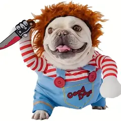 VATYERTY - Disfraz de Halloween para perro - Diseño de muñeca mortal con peluca Color mixto