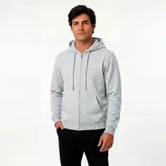 PAPIROS DENIM - Polera Hoodie con Capucha para Hombre con Cierre