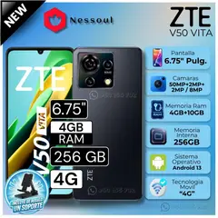 ZTE - Celular V50 Vita 6.75" Pulg. 4GB RAM 256GB Android 13 + Regalo