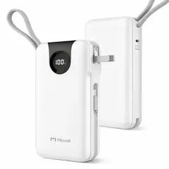MICCELL - Power Bank 20000mAh 35W Carga Rápida con Cables Integrados USB-C Lightning VQ-P59