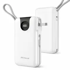 MICCELL - Power Bank 20000mAh 35W Carga Rápida con Cables Integrados USB-C Lightning VQ-P59