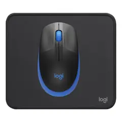 LOGITECH - Mouse Inalambrico M190 Azul Y Mouse Pad Negro