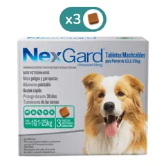 NEXGARD - Perros 10.1 a 25 kg x 3 Tabletas - Antipulgas y Garrapatas 3 Meses