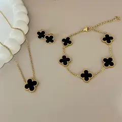 GENERICO - Set Trébol negro - Collar + aretes + pulsera - Naif Jewelry Peru