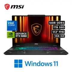 Msi - CYBORG 17 - Intel CORE 9 270H RAM 16GB 1TB SSD RTX 5060 8GB 17.3″ FHD 144HZ W11 HOME.