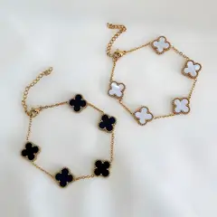 GENERICO - Set pulseras trébol - Blanco & Negro - Naif Jewelry Peru