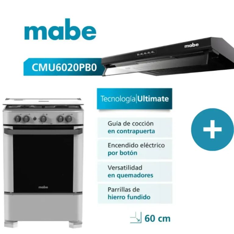 Cocina 4 Hornillas 60 cm CMP6010FG1 + Campana extractora de 60cm