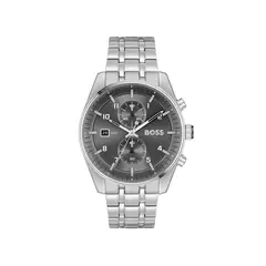 BOSS - Reloj Skytraveller para hombre, 44 mm, esfera gris, brazalete de acero inoxidable.