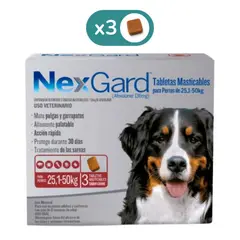 NEXGARD - Perros 25.1 a 50 kg x 3 Tabletas - Antipulgas y Garrapatas 3 Meses