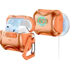 ESR - Funda Protector para AirPods Pro 3 (2025) con MagSafe, Bloqueo Anticaídas y Clip - Naranja