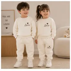 GENERICO - Conjunto Deportivo Coreano Love 2 Piezas para Niño y Niña – Polerón y Jogger
