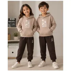 GENERICO - Conjunto Deportivo Infantil Coreano Polera con Capucha y Pantalón Jogger Unisex