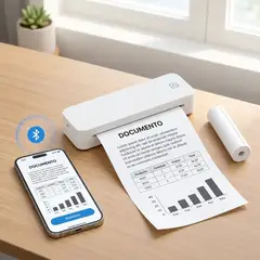 JPSYSTEMS - Impresora portátil térmica A4 USB Bluetooth D80H con 2 rollos 210x30mm imprime guias 304dpi