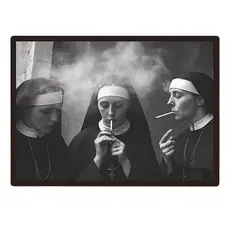 VATYERTY - Póster Vintage En Lienzo Sin Marco Con Una Monja Fumando En Blanco Y Negro.