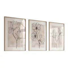 VATYERTY - Set of 3 Lienzos Florales Botánicos Minimalistas Modernos