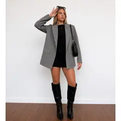 GENERICO - BLAZER SASTRE OVERSIZE GRIS PARA MUJER