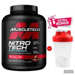 Muscletech - Nitrotech Whey Protein 4 LBS Proteina - Chocolate + Shaker