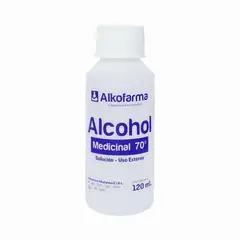 ALKOFARMA - Alcohol Medicinal 70° - Antiséptico Desinfectante - 120 mL
