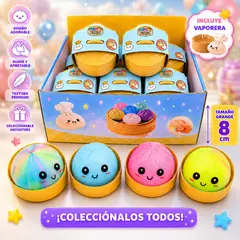 KAST PE - Squishy Dumpling + Vaporera Alta Calidad Grande 8 cm Antiestres Coleccionable