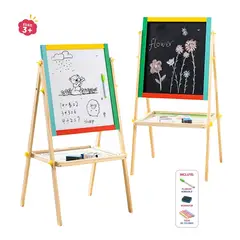 GENERICO - Pizarra Caballete de Madera Montessori 2 En 1 Para Niños